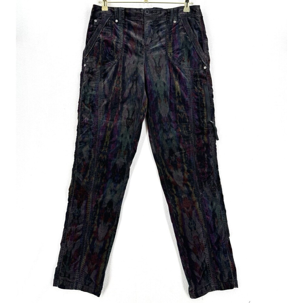 Marrakech Women 29 Printed Corduroy Cargo Pants Multicolor Y2K Boho Utility Art